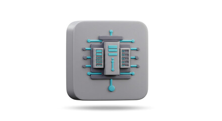 Modern abstract digital data center server rack icon representing cloud computing technology and network infrastructure development