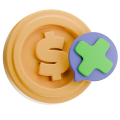 Golden Coin With Dollar Symbol And Red Cross Mark In A Speech Bubble On A Transparent Background Representing Financial Rejection Or Invalid Currency