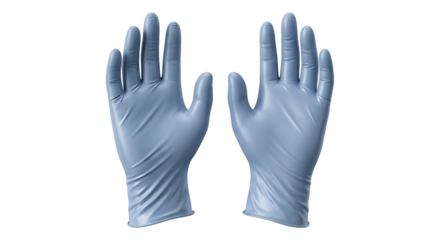 Blue nitrile gloves isolated on transparent background