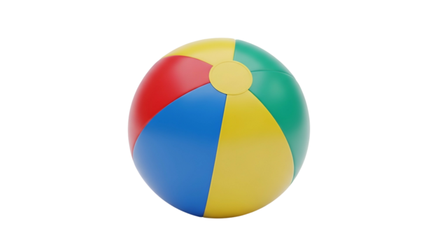 Colorful Beach Ball on Transparent Background for Summer and Recreation