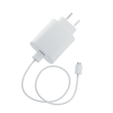 White phone charger with usb cable 3d icon