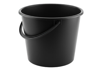 black plastic bucket isolated