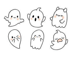 set of funny cartoon Ghost