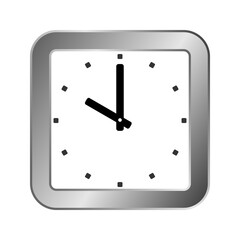 Minimalist Square Clock Illustration, Digital Art of a Timepiece Showing 10 O'Clock, Simple Silver Frame Clock Icon