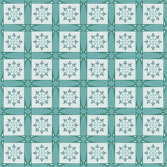 geometric floral tile pattern in soothing aqua tones, perfect for wall art, floor design, fabric print, and home decor projects