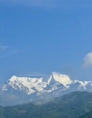 Clear Blue Sky Over Majestic Annapurna Peaks

