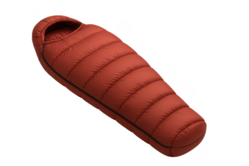 Red sleeping bag for outdoor camping and hiking