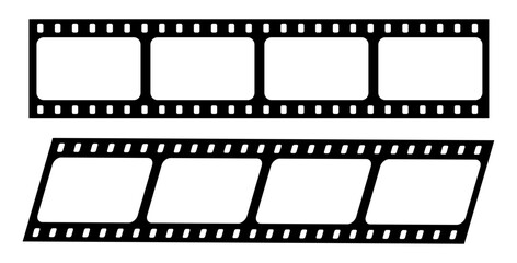 Blank film strip with perforations and frames for photos or video