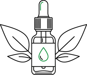  Dropper bottle with essential oil and leaves