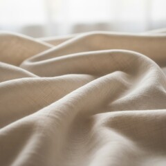 Beige Fabric Texture Background in Macro Shot with Soft Light