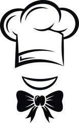  Chef hat with a bow tie and a smiley face