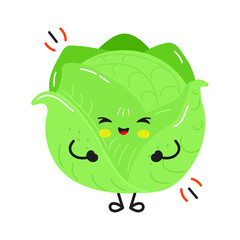 Cute happy smiling cabbage character vector