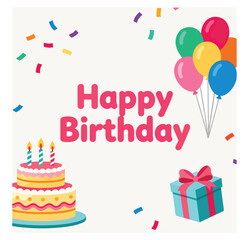 Festive Birthday Party Background with Gifts and Candles