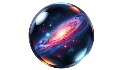 Galaxy Inside Bubble Cosmic Space Scene with Bright Colors and Depth Effect