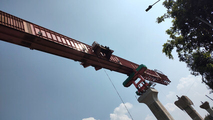 Launching gantry crane for construction of elevated structure for a metro work under construction.