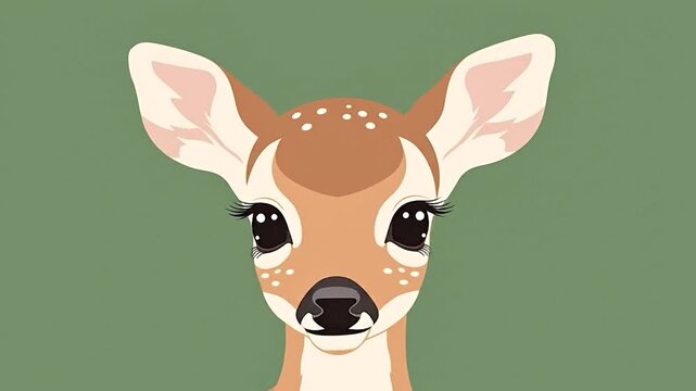 Cute Fawn Illustration with Big Eyes and Spots.
