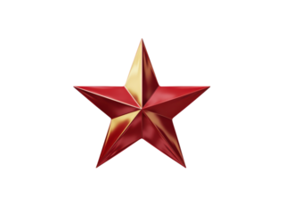 Metallic red and gold five pointed star image, Isolated On Transparent Background