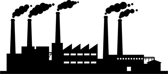 Factory Silhouette Vector Illustration , Transparent Background