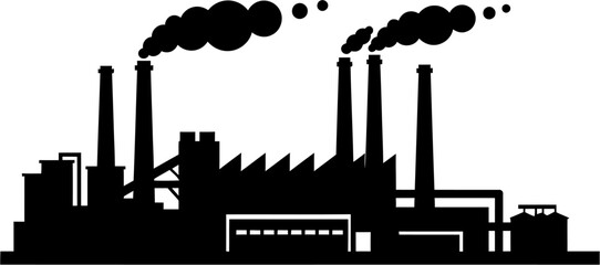 Factory Silhouette Vector Illustration , Transparent Background