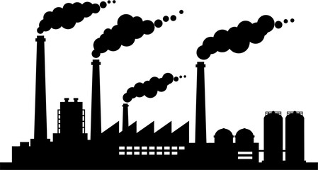 Factory Silhouette Vector Illustration , Transparent Background