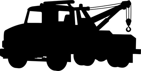 Tow Truck Silhouette Vector Illustration , Transparent Background