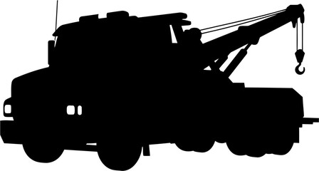 Tow Truck Silhouette Vector Illustration , Transparent Background