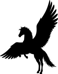 Pegasus Silhouette Vector Illustration , Transparent Background