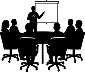 Business Meeting Silhouette Vector Illustration , People Business Silhouette , Transparent Background