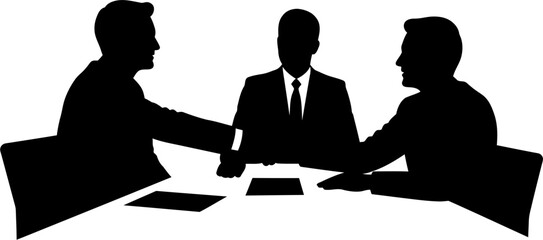 Business Meeting Silhouette Vector Illustration , People Business Silhouette , Transparent Background