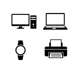 Scalable vector icons set desktop computer laptop smartwatch and printer for digital media