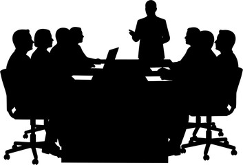 Business Meeting Silhouette Vector Illustration , People Business Silhouette , Transparent Background
