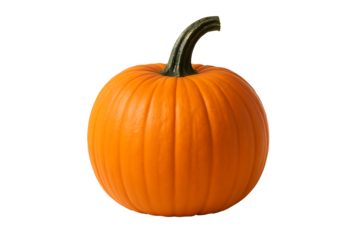 Vibrant orange field pumpkin featuring a pronounced dark green stem a classic representation of the autumn harvest and a staple for halloween festivities isolated on transparent background