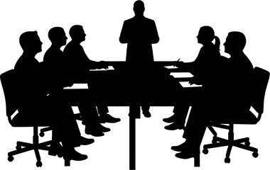 Business Meeting Silhouette Vector Illustration , People Business Silhouette , Transparent Background