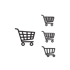 Illustration of shopping cart icon hand drawn trolley symbol for online shop