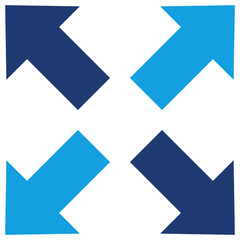 Expand Flat Blue Icon