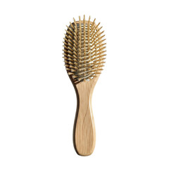 Wooden paddle hairbrush with natural bamboo bristles
