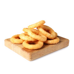 Tasty fried squid rings isolated on white