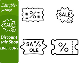 Discount sale shop icon. featuring a shopping bag or store tag with a bold percentage sign (%), representing promotions, special offers and price reductions. Designed in a flat colorful style using.