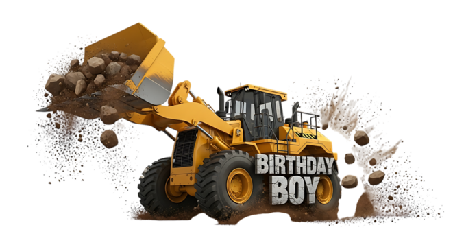 yellow excavator on white background