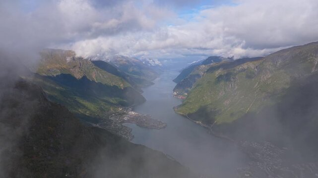 Remote village of Odda captured by drone in southern Norway