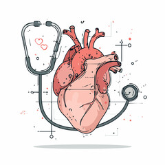 Cute anatomy heart vector illustration