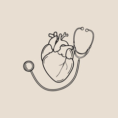 Clinical anatomical heart sketch vector
