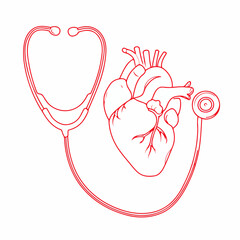 Cute anatomical heart vector illustration