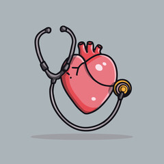 Kawaii anatomical heart vector