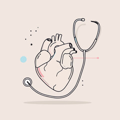 Medical organ heart sketch vector