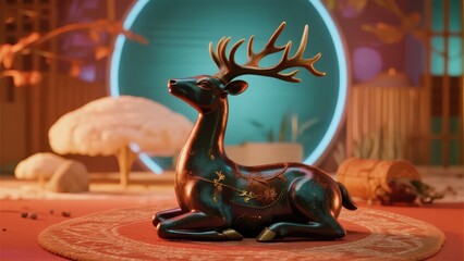 Decorative deer statue with antlers