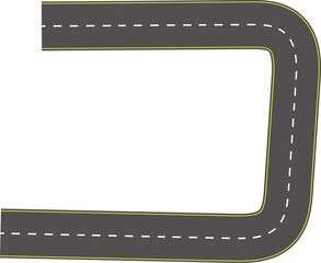 Fototapeta premium Wavy road top view, winding curves asphalt road vector.