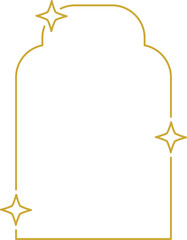 Frame with stars set border, gold frame with sparkle stars, arches border icon, festive effect decoration sign, trendy geometric template. New year christmas background 2026. Vector or PNG