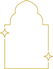 Frame with stars set border, gold frame with sparkle stars, arches border icon, festive effect decoration sign, trendy geometric template. New year christmas background 2026. Vector or PNG