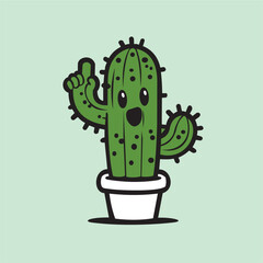 Vector design of a cute and colorful cactus plant image is very suitable to be used as a poster or animation.